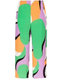 printed pleated cropped trousers
