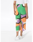 printed pleated cropped trousers
