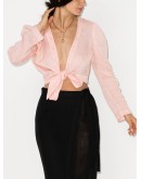 cropped tie blouse