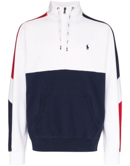 zip-up logo-embroidered sweatshirt