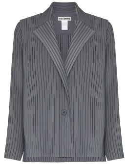 plissé single-breasted blazer