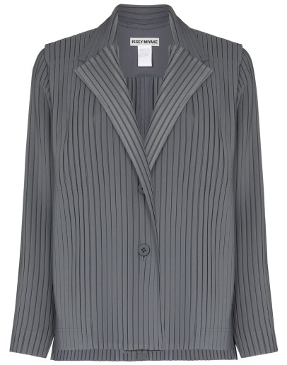 plissé single-breasted blazer