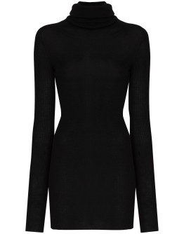 roll neck longline wool top