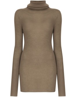 roll neck longline wool top