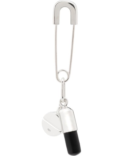 safety pin pill charm earring