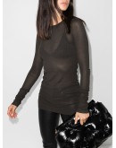 semi-sheer ribbed-knit top
