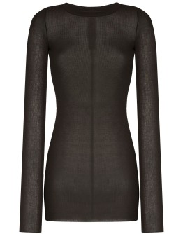 semi-sheer ribbed-knit top