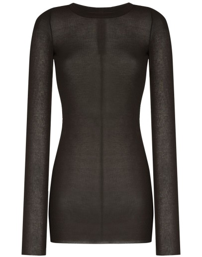 semi-sheer ribbed-knit top