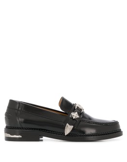 stud embellished mid-heel loafers