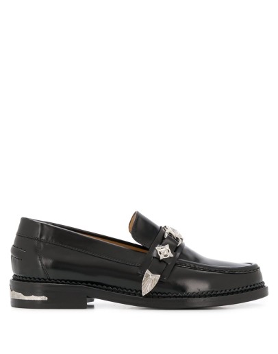 stud embellished mid-heel loafers