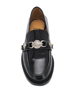 stud embellished mid-heel loafers