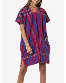 embroidered striped cotton kaftan 