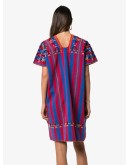 embroidered striped cotton kaftan 