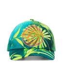 Medusa-embroidered jungle print baseball cap
