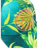 Medusa-embroidered jungle print baseball cap