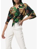 cropped leaf-print shirt