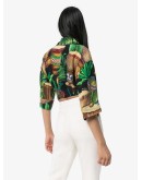 cropped leaf-print shirt