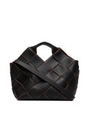 woven leather basket tote