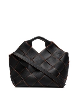 woven leather basket tote