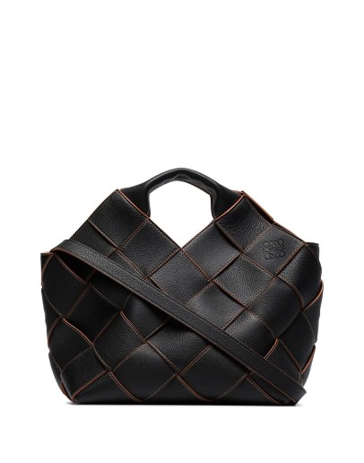 woven leather basket tote