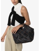 woven leather basket tote
