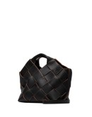 woven leather basket tote