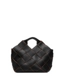woven leather basket tote