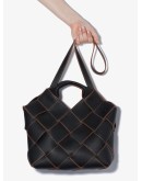 woven leather basket tote