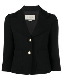 three-quarter-length sleeve bouclé blazer