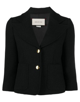 three-quarter-length sleeve bouclé blazer