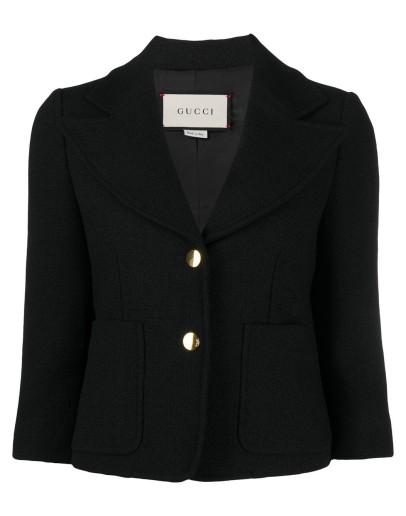 three-quarter-length sleeve bouclé blazer