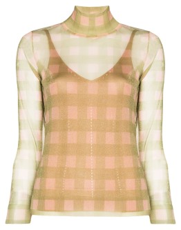 turtleneck sheer printed top