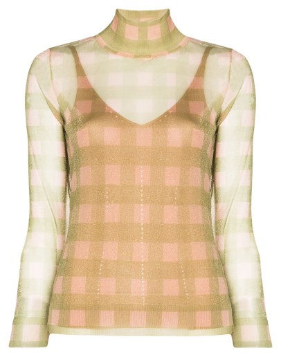 turtleneck sheer printed top