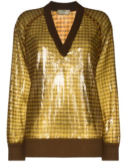sequinned check jumper