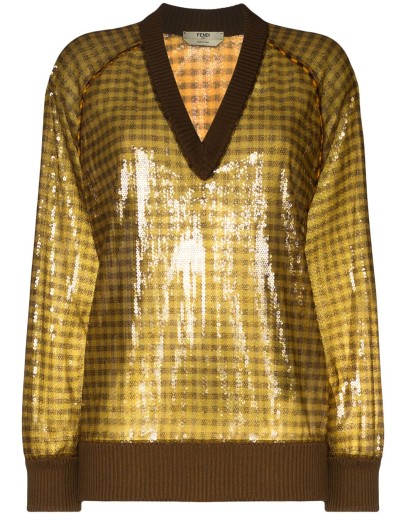 sequinned check jumper