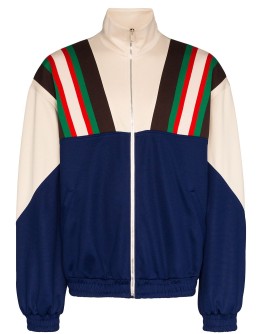 zip-up striped track jacket