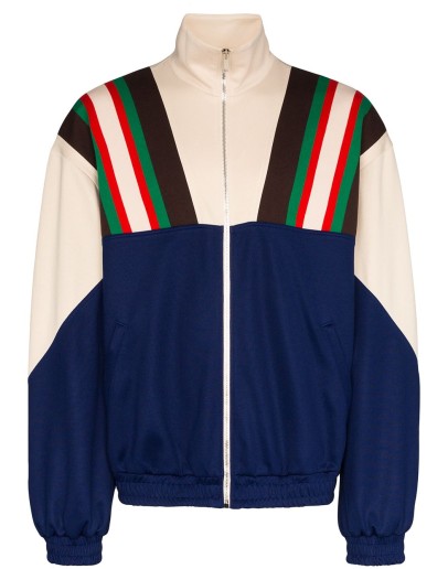 zip-up striped track jacket