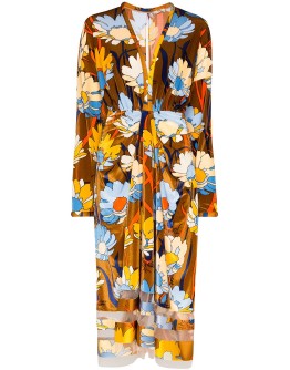 floral-print chenille midi dress
