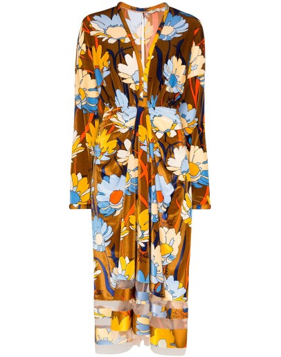 floral-print chenille midi dress