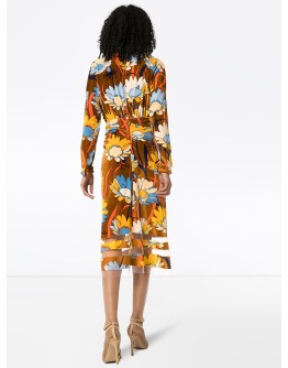 floral-print chenille midi dress