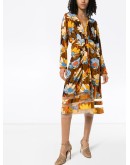 floral-print chenille midi dress