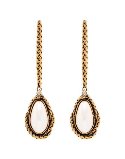 gold-tone pearl drop earrings