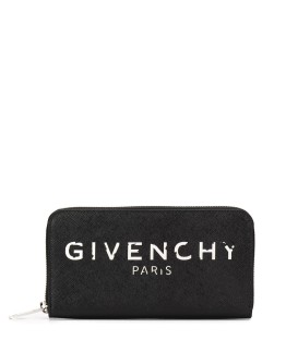 vintage-effect logo zip-around wallet