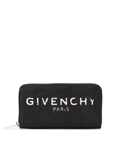 vintage-effect logo zip-around wallet