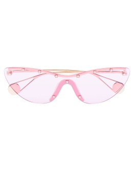 cat-eye stud embellished mask sunglasses