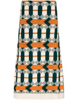 geometric-print jacquard pencil skirt