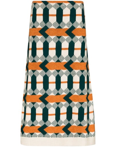 geometric-print jacquard pencil skirt