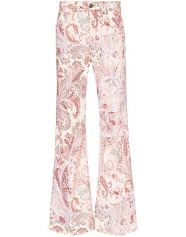 paisley pattern wide leg jeans