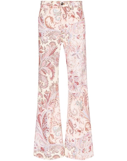 paisley pattern wide leg jeans