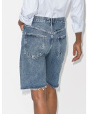90s mid-rise frayed denim shorts